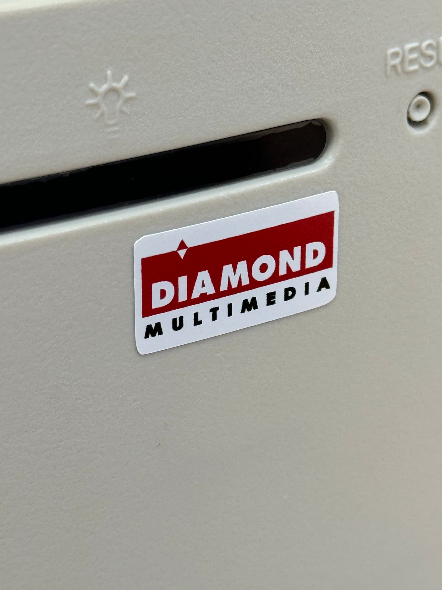 Diamond Multimedia Video Graphics Case Badge Sticker - White