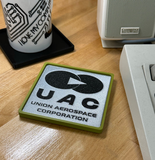 Doom > UAC < Drink Coaster - Silver/Black w Green Border