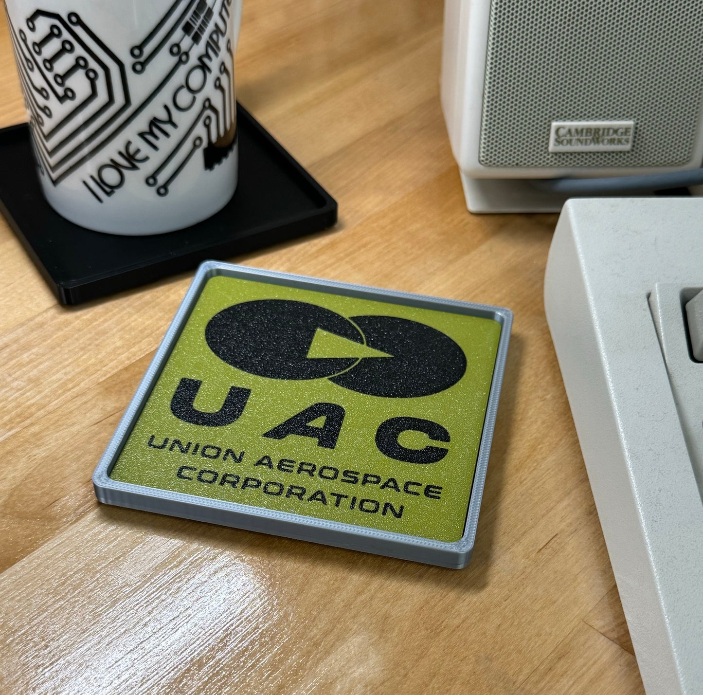 Doom > UAC < Drink Coaster - Green/Black w Silver Border