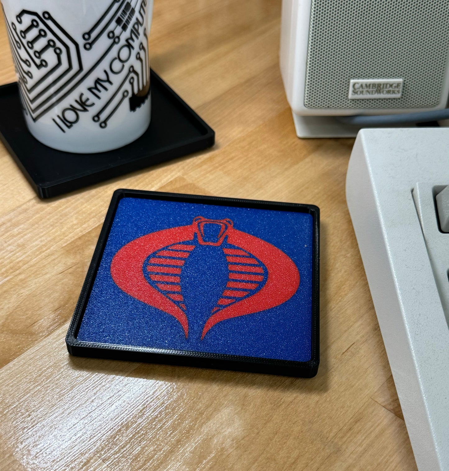 GI Joe > COBRA < Drink Coaster - Red/Blue w Black Border