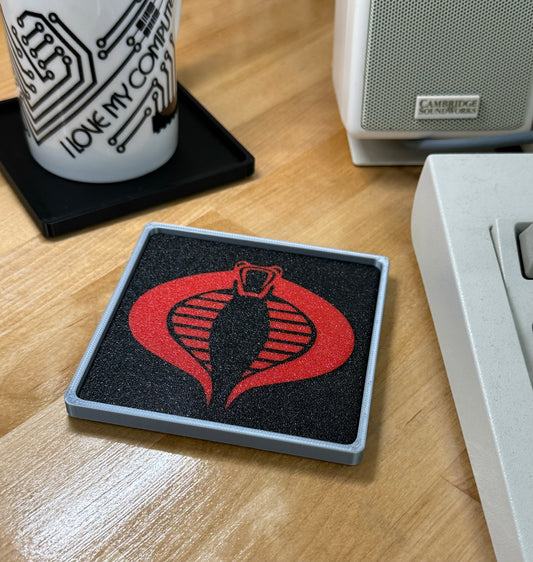 GI Joe > COBRA < Drink Coaster - Red/Black w Silver Border