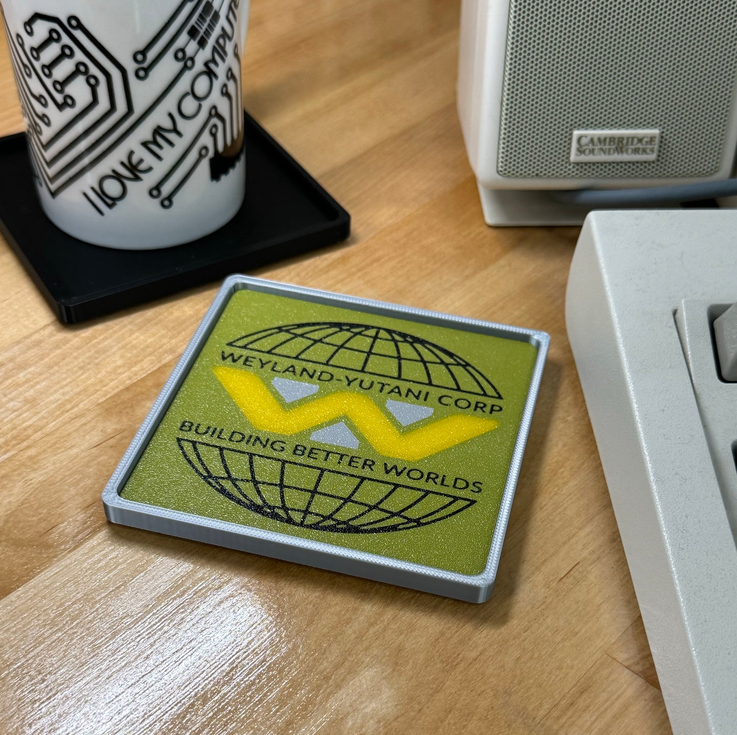 Aliens > WEYLAND-YUTANI < Drink Coaster - Green/Black w Silver Border