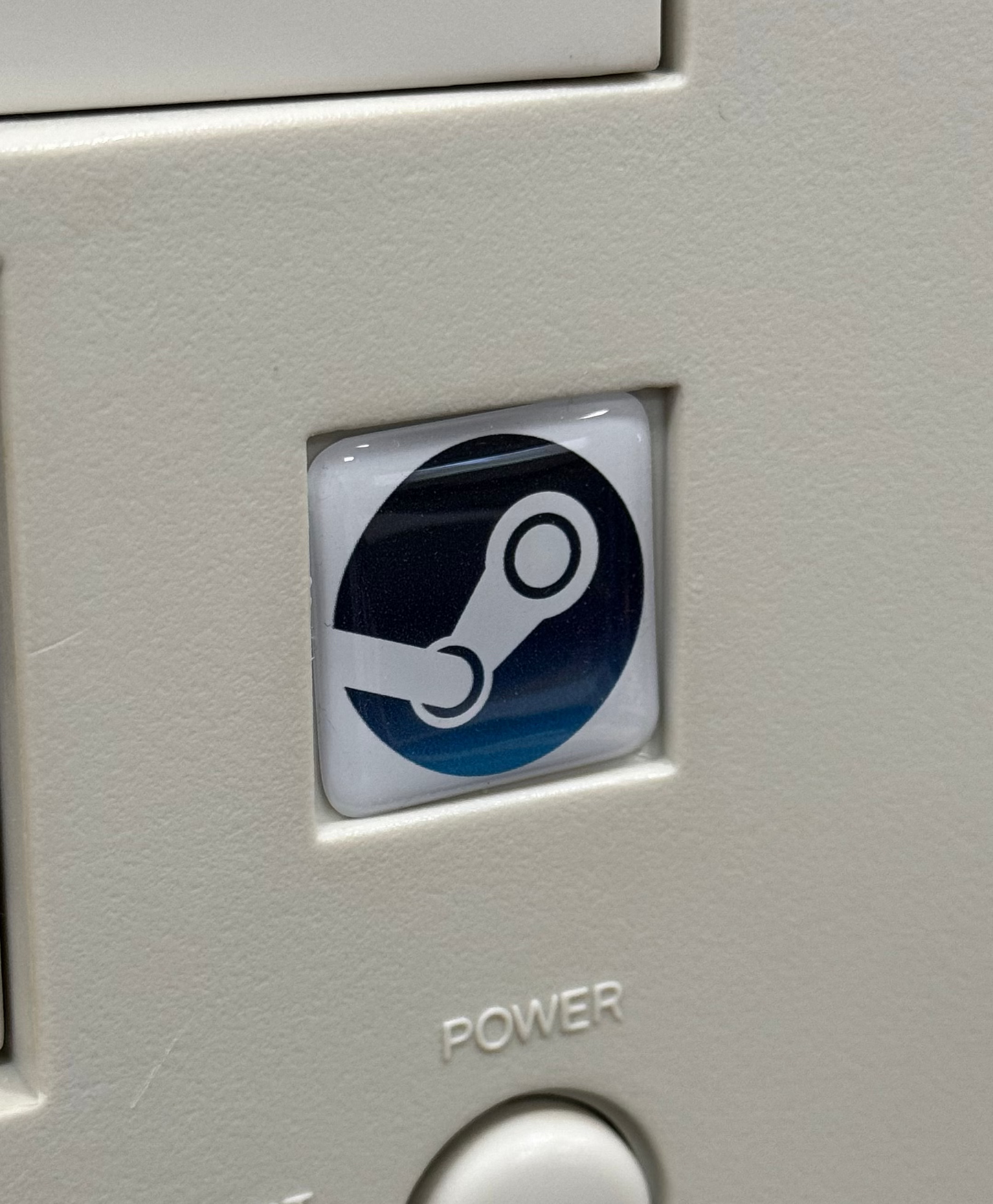> Steam < Machine Logo Case Badge Sticker Blue/White - Dome