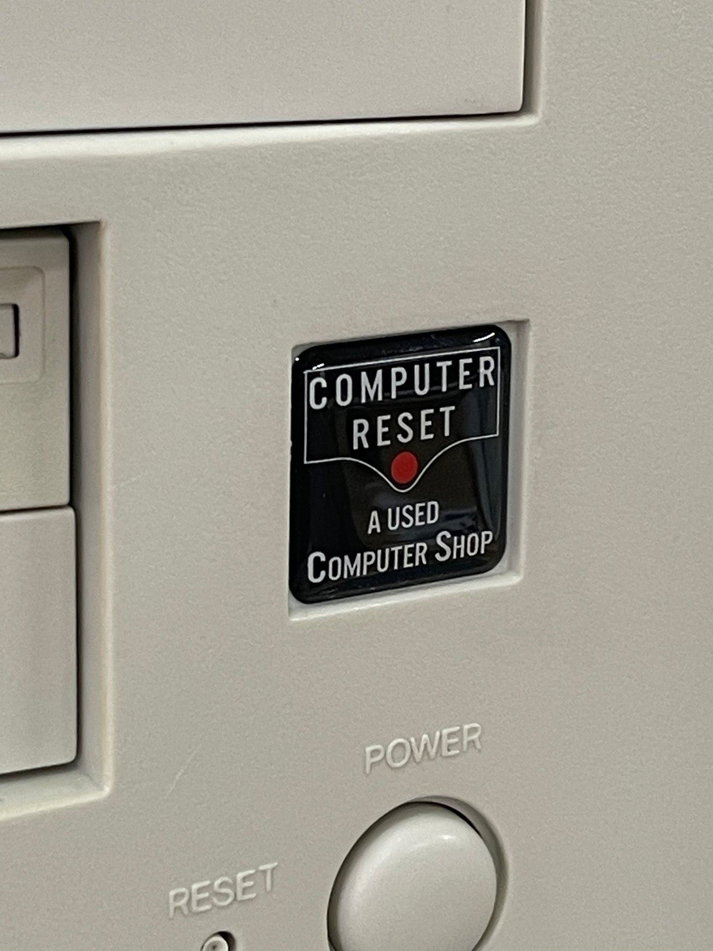 Custom PC Shop > Computer Reset < Case Badge Sticker - Dome