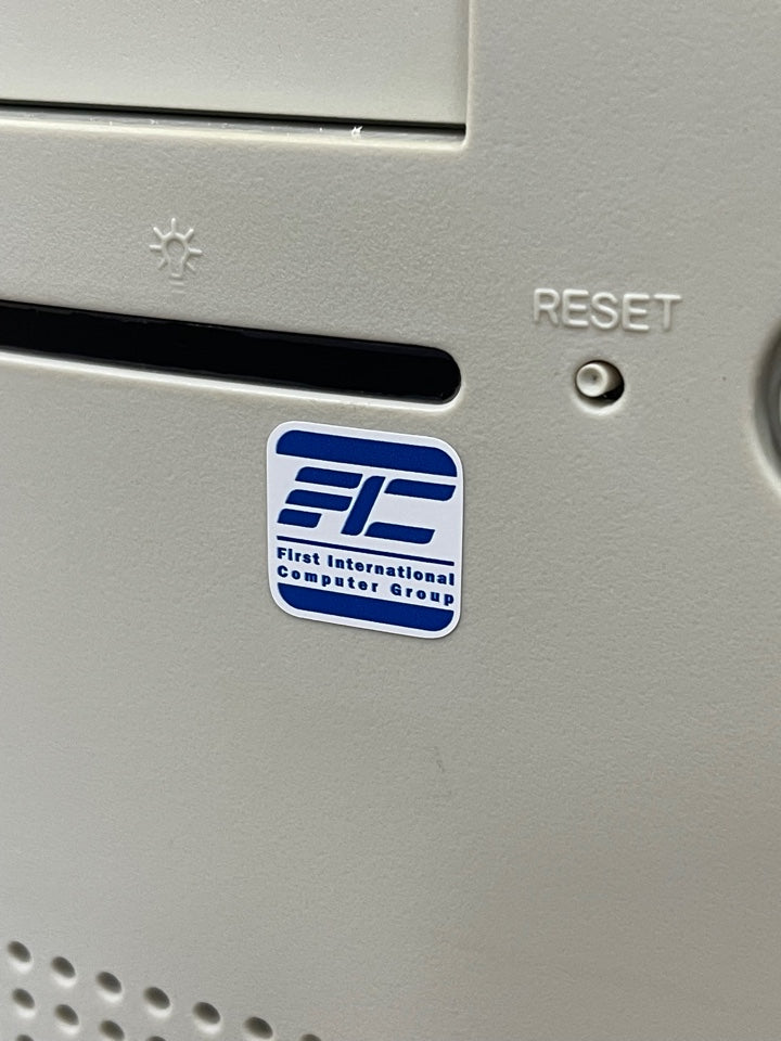 Motherboard > FIC First International Computer Group < Case Badge Sticker - White