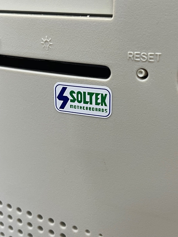 Motherboard > Soltek < Case Badge Sticker - White