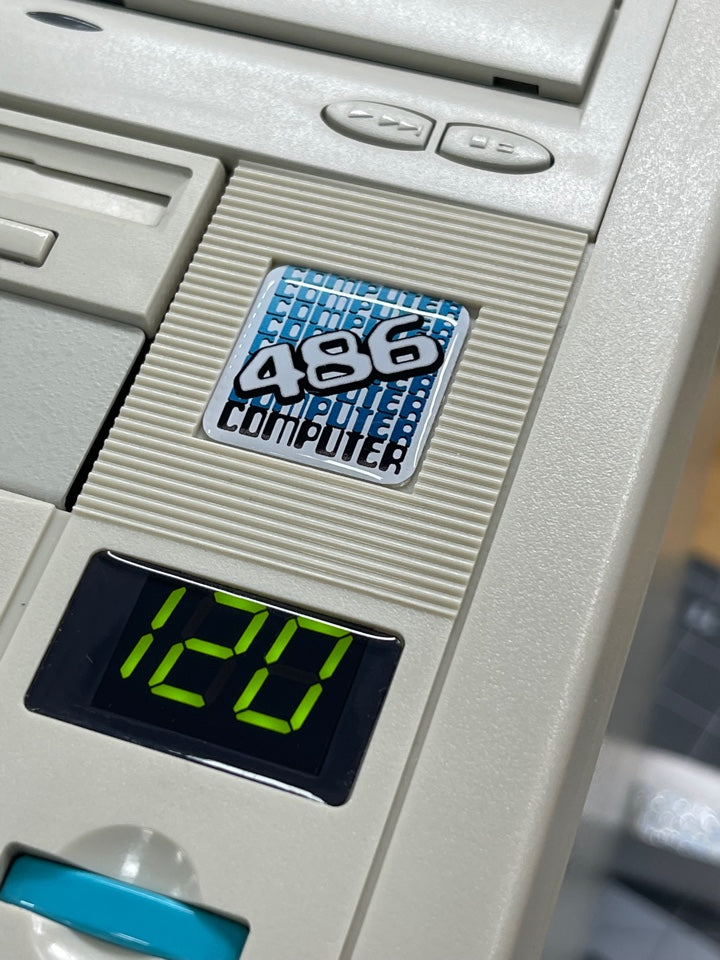 486 "Computer" Blue Case Badge Sticker DOMED