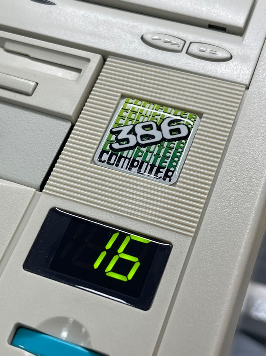 386 "Computer" Green Case Badge Sticker DOMED