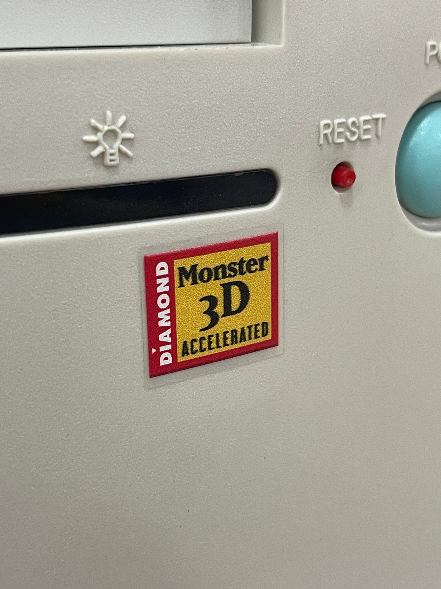Diamond MONSTER 3D Accelerated 3DFx Video Graphics Case Badge Sticker - Clear