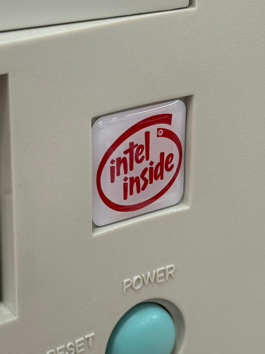 “Intel Inside” Case Badge Sticker RED - DOME WHT