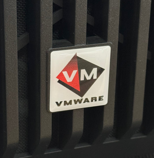 > VMWARE < Virtual Machine Logo Case Badge Sticker - Dome White