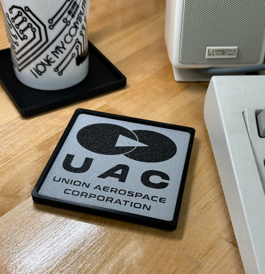 Doom > UAC < Drink Coaster - Grey/Black w Black Border