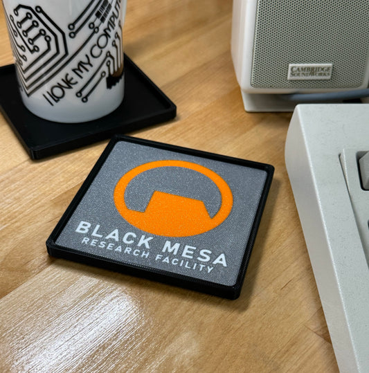 Half-Life > BLACK MESA < Drink Coaster - Grey/Orange w Black Border