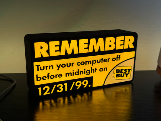 Y2k Year 2000 Best Buy "REMEMBER" Sticker * LIGHTBOX Lamp