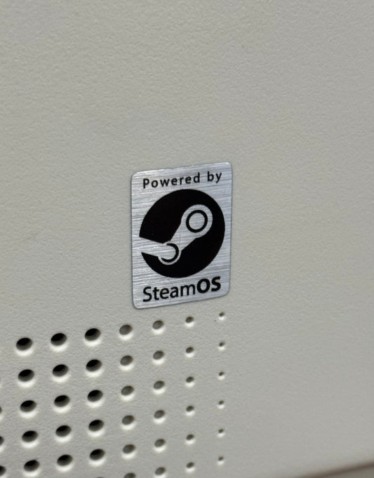 SteamOS Steam Logo Case Badge Sticker - Silver/Black
