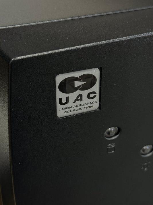 DOOM > UAC - Union Aerospace Corp OG < Case Badge Sticker - Grey Dome