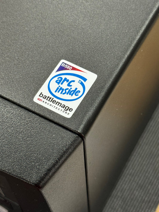 Intel “ARC Inside” B580 Graphics Battlemage Case Badge Sticker - White