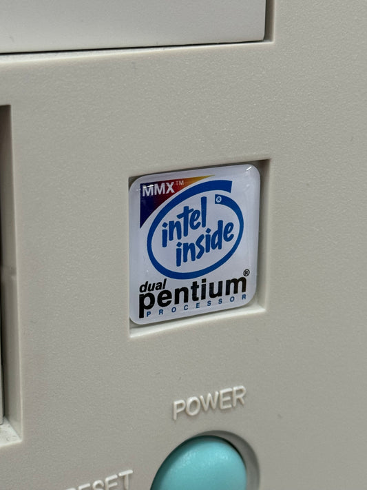 Pentium (MMX) DUAL Case Badge Sticker - DOME WHT