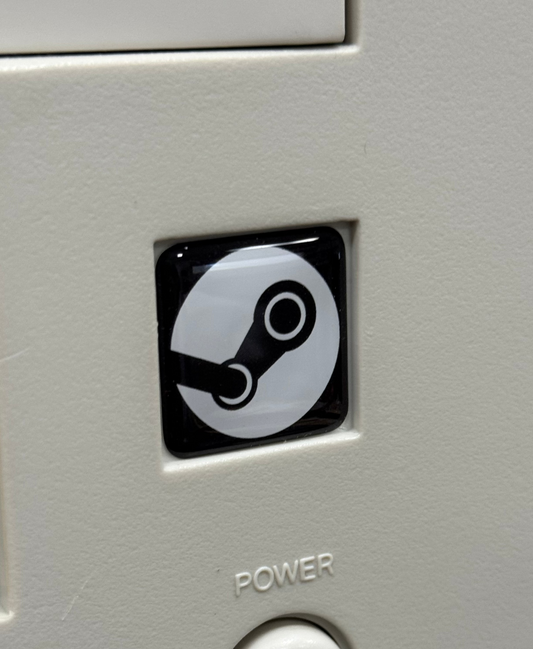 > Steam < Machine Logo Case Badge Sticker Black/White - Dome