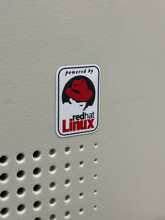 Red Hat Linux Logo Case Badge Sticker - White