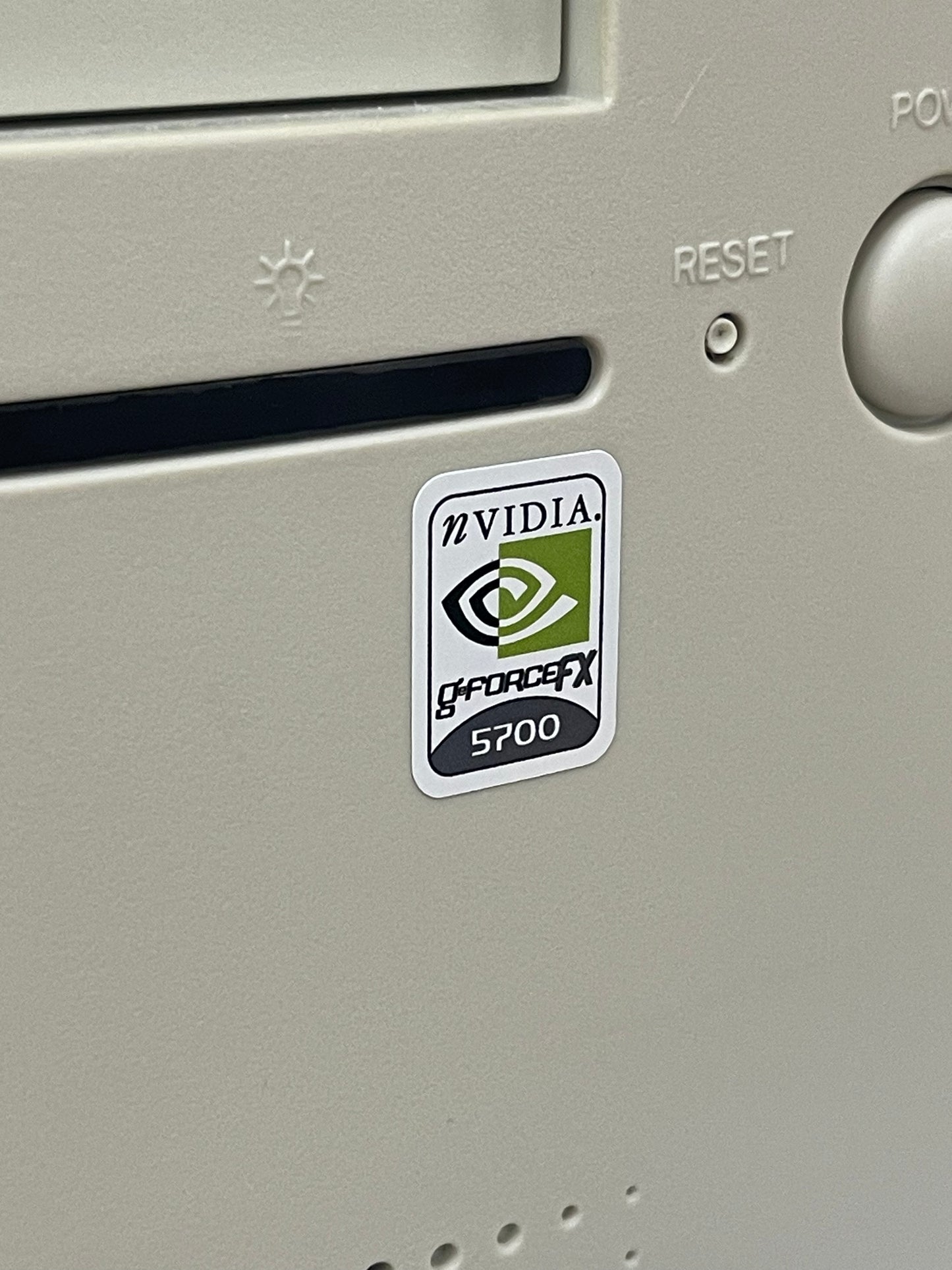 Nvidia Geforce FX 5700 Video Graphics Case Badge Sticker - White