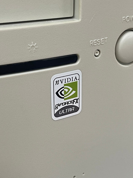 Nvidia Geforce FX ULTRA Video Graphics Case Badge Sticker - White