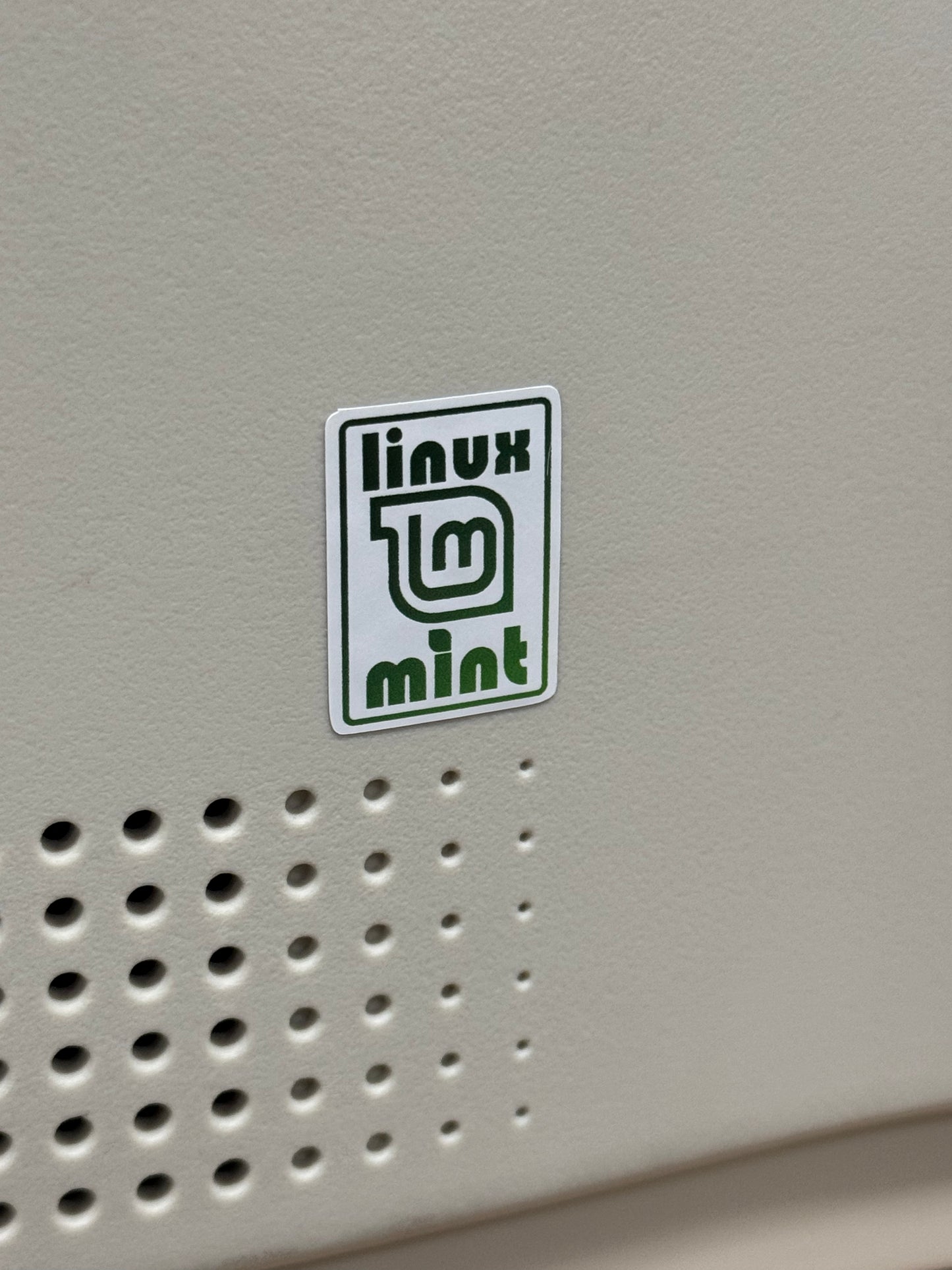 Mint Linux Logo Case Badge Sticker - White