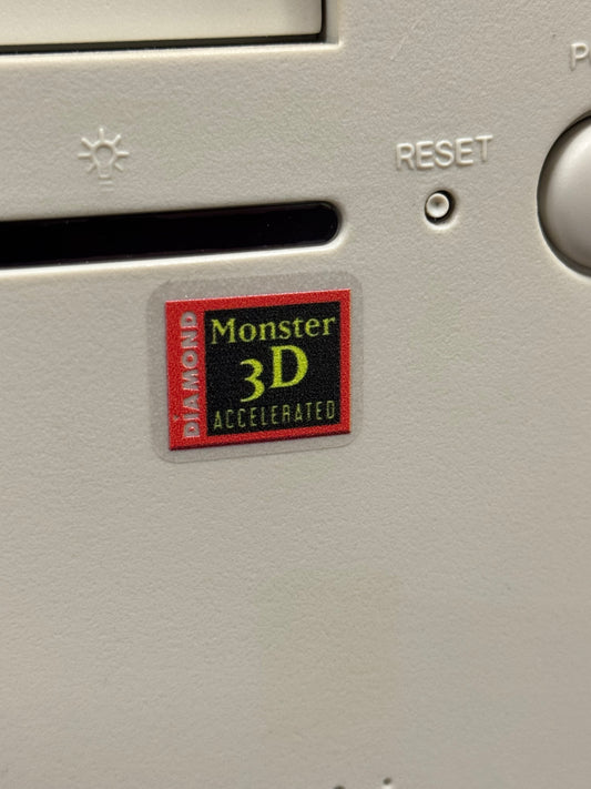 Diamond MONSTER 3D Accelerated 3DFx Video Graphics Case Badge Sticker Blk/Grn - Clear