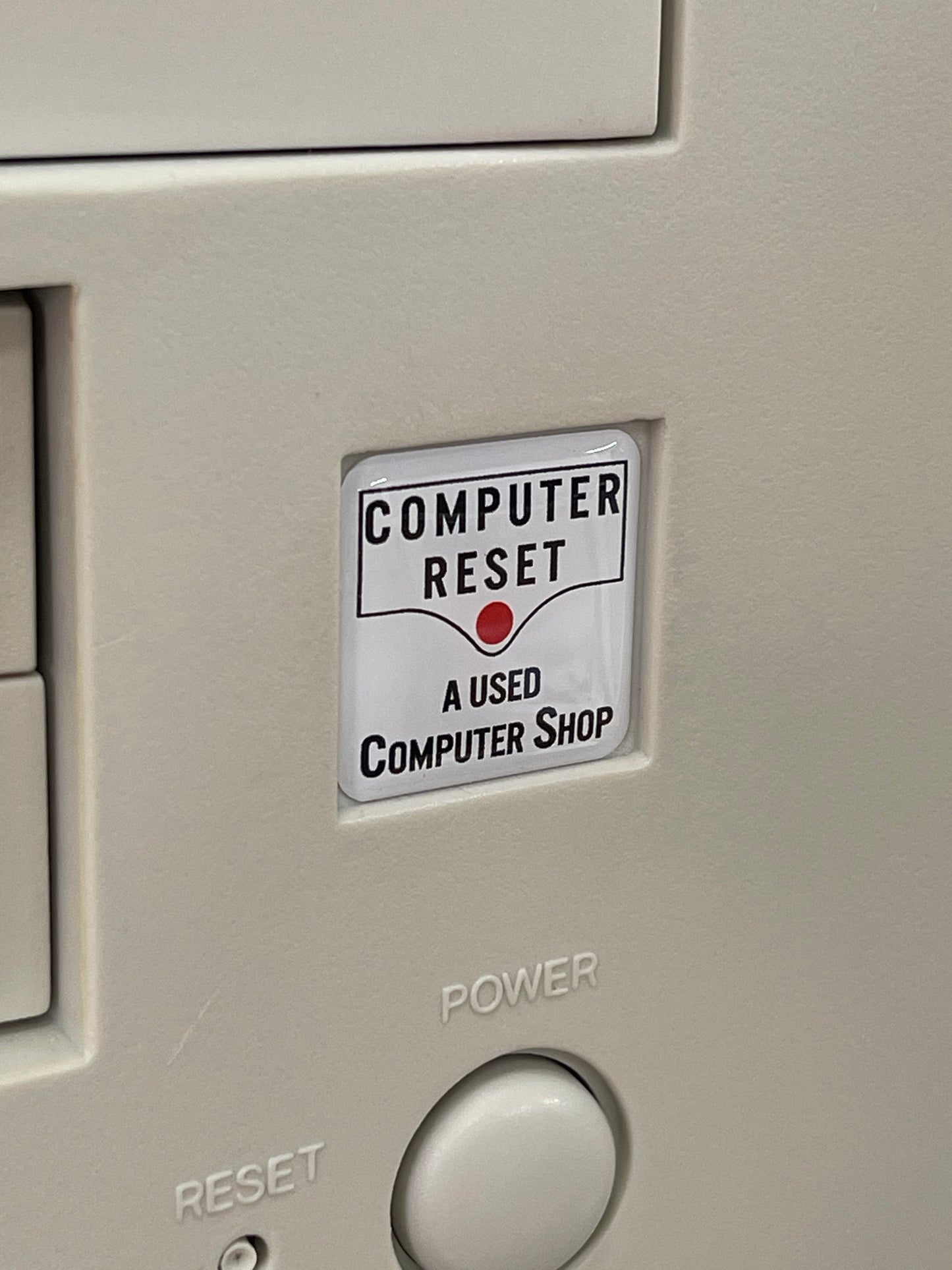 Custom PC Shop > Computer Reset < Case Badge Sticker - Dome