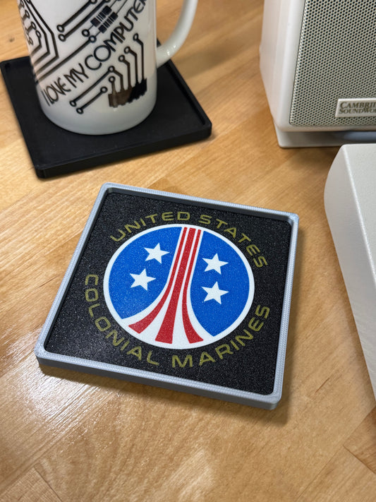Aliens > United States Colonial Marines USCM < Drink Coaster - Black w Silver Border