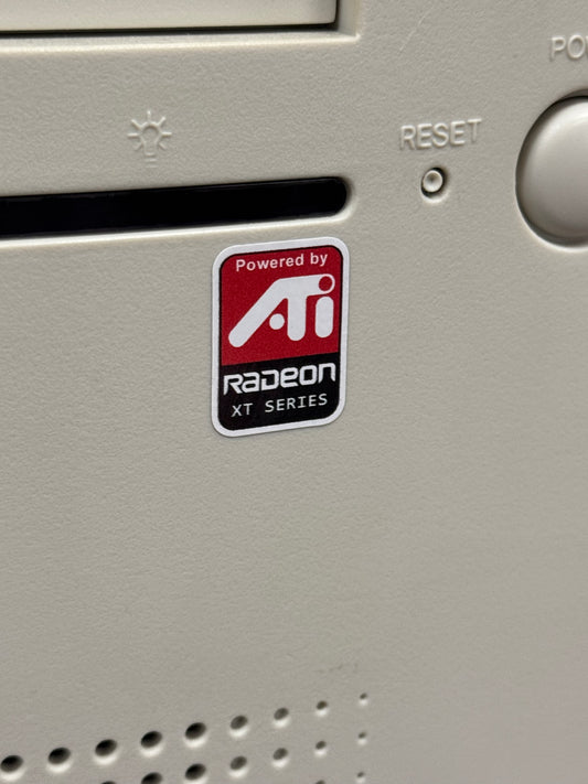 ATI Radeon XT Graphics, Powered By Case Badge Sticker - White