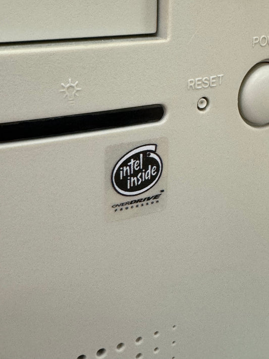 Intel Overdrive V1 Case Badge Sticker B&W - Clear