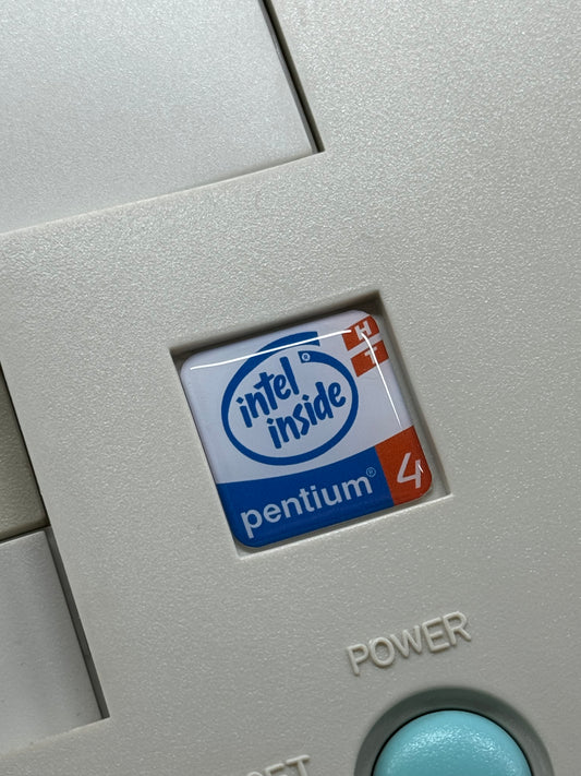 Pentium 4 P4 HT Hyper Threaded Case Badge Sticker - DOME WHT