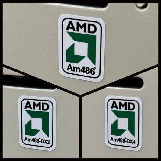 AMD Am486 DX2 DX4 Case Badge Sticker - White