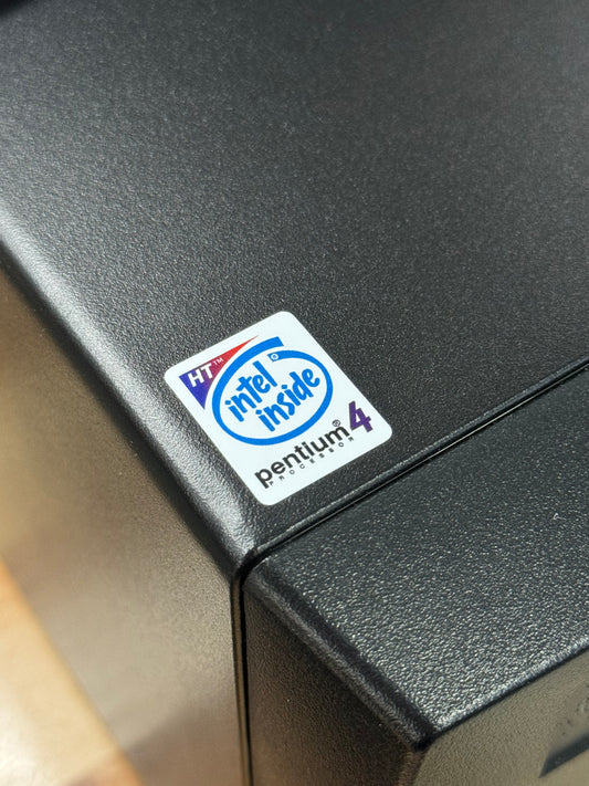 Pentium 4 Retro-Modern-Sleeper Case Badge Sticker - White
