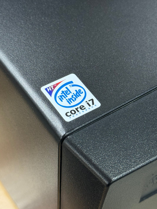Core i7 Retro-Modern-Sleeper Case Badge Sticker - White