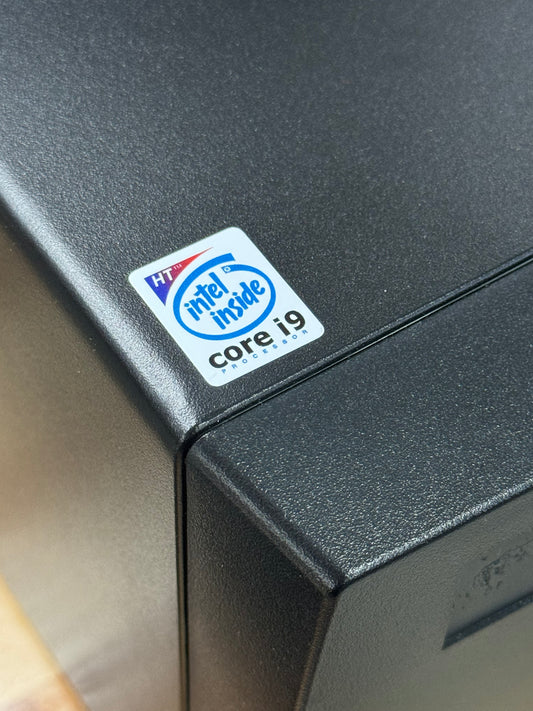 Core i9 Retro-Modern-Sleeper Case Badge Sticker - White