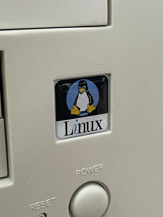 Linux Blue “Angry” Tux Logo Case Badge Sticker - DOMED