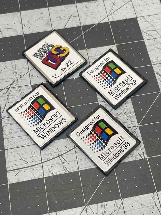 CF Compact Flash Card OS Label Windows DOS Sticker - White