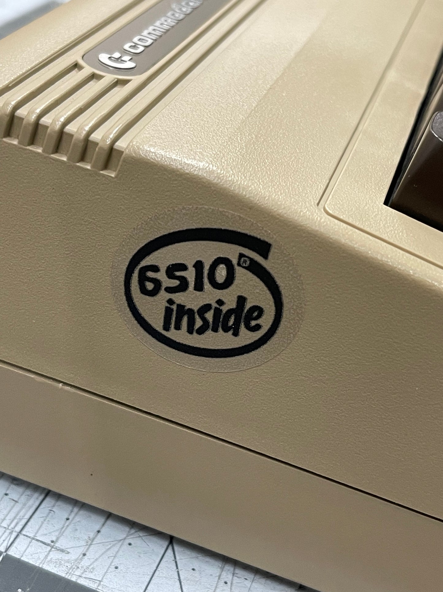 “6510 inside” MOS Commodore 64 C64 Case Badge Sticker - Clear