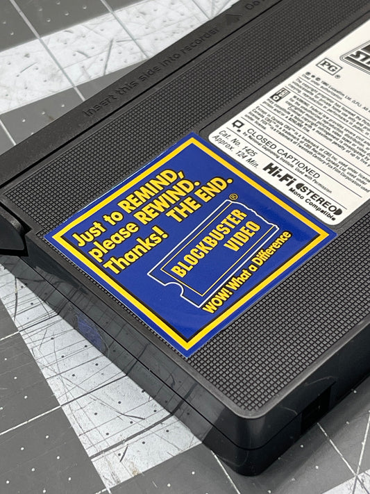 Blockbuster Video Remind / Rewind VHS Sticker
