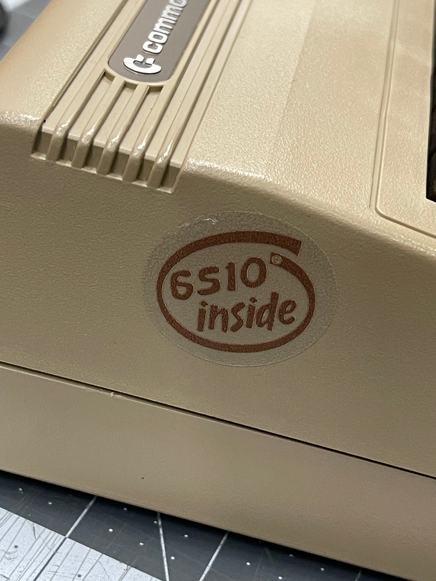 “6510 inside” MOS Commodore 64 C64 Case Badge Sticker - Clear