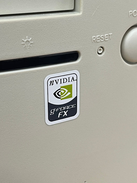 Nvidia Geforce FX 5 General Video Graphics Case Badge Sticker - White