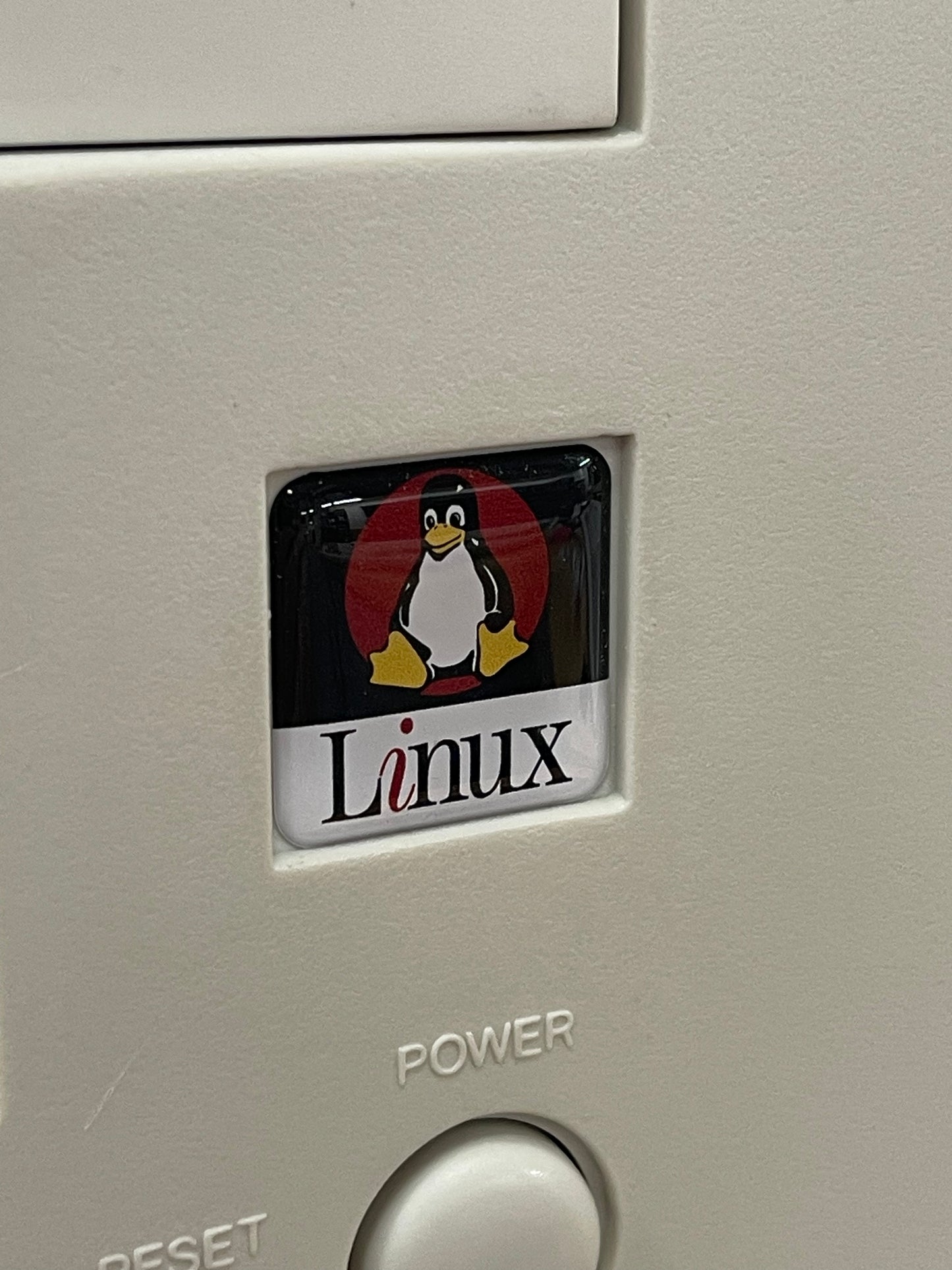 Linux Red Tux Logo Case Badge Sticker - DOMED