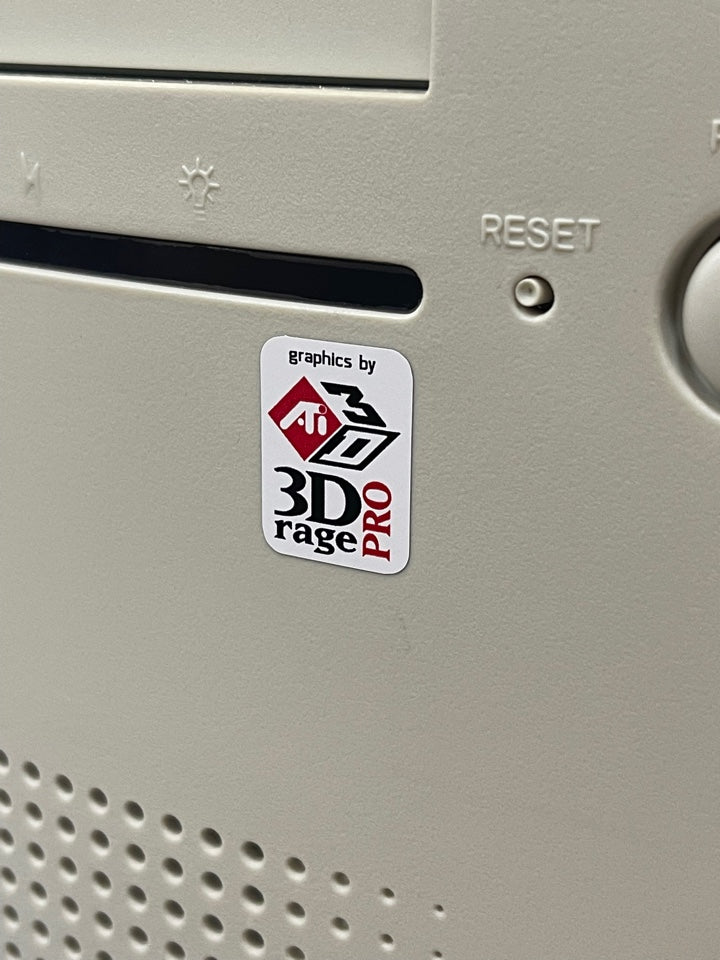 ATI 3D Rage Pro Video Graphics Case Badge Sticker - White – Geekenspiel