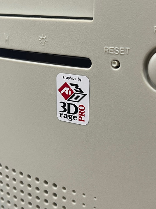 ATI 3D Rage Pro Video Graphics Case Badge Sticker - White