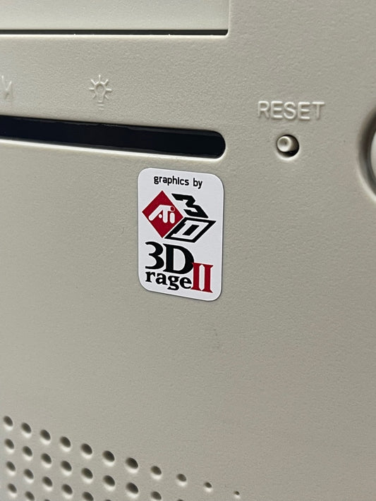 ATI 3D Rage II 2 Video Graphics Case Badge Sticker - White