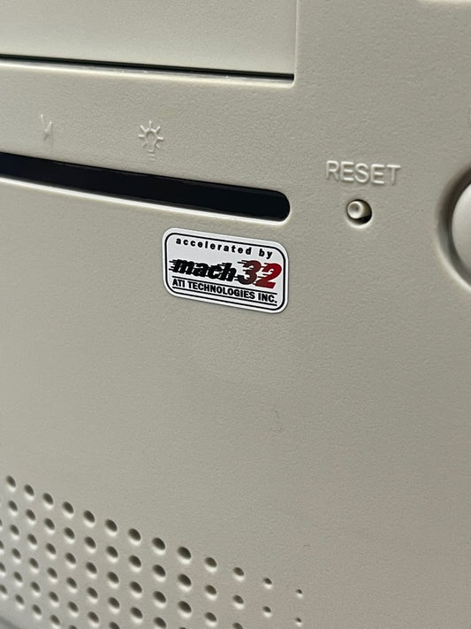 ATI Mach 32 V2 Video Graphics Case Badge Sticker - White
