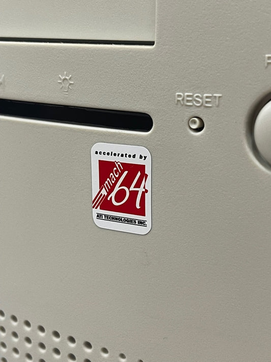 ATI Mach 64 Video Graphics Case Badge Sticker - White