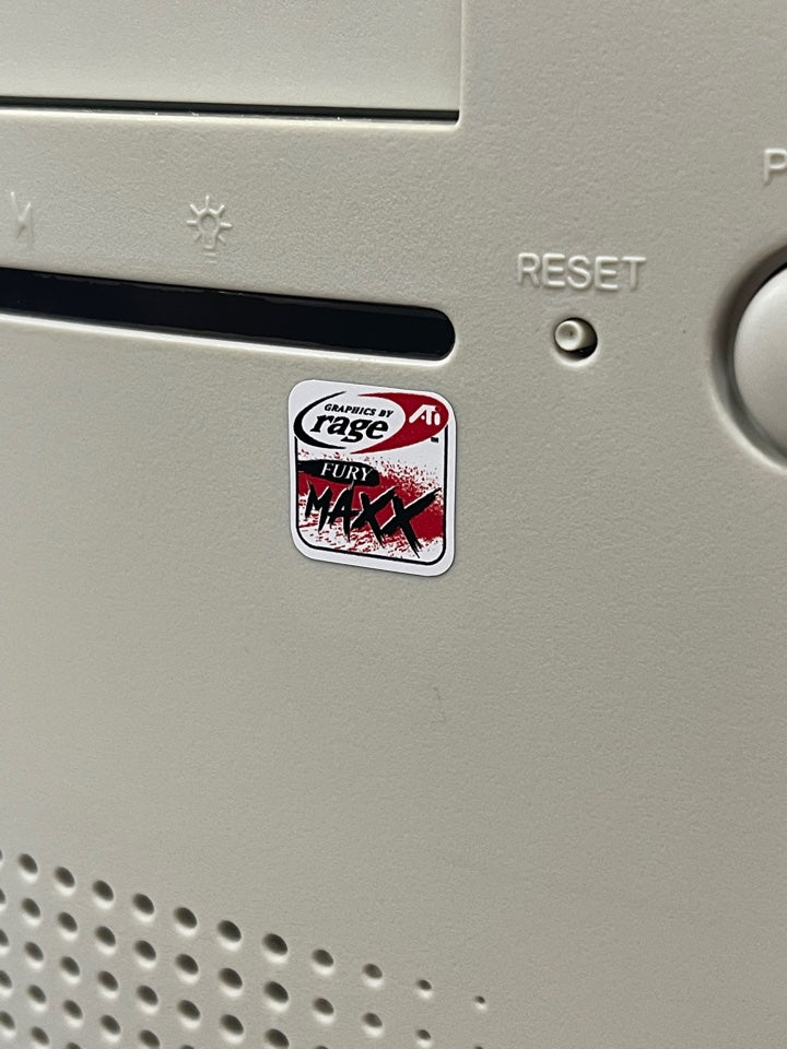 ATI Rage Fury MAXX Video Graphics Case Badge Sticker - White